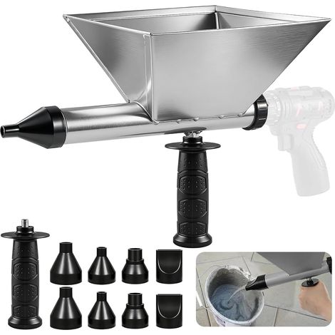Pistolet à Mortier Électrique avec 8 Buses Amovibles+2 Poignées Antidérapantes, Pistolet Joint Électrique Portable, Pistolet à Joints Électrique pour Mortier Joints Murs en Pierre et Sols (1/5)