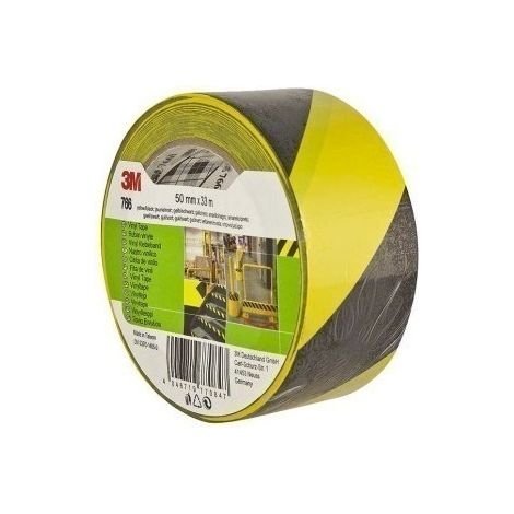 Cinta Adhesiva 50Mmx 33Mt Señalizacion Vinilo Negro/Amarillo 764 3M