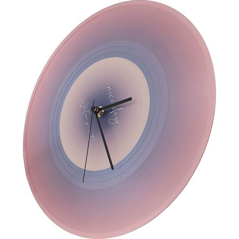 Horloge murale minimaliste en forme de disque vinyle de 30 cm (12 pouces), semi-transparente, facile à accrocher, pour salon, salle de classe ou cuisine, violette. (1/5)