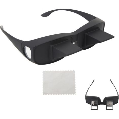 Lunettes Prisme 90 Degrés - 1 Paire - Verre Optique - Vision Allongée - Lecture Et Télévision - Noir (1/5)