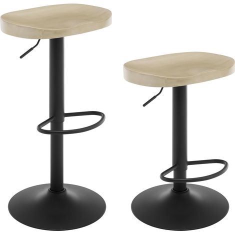 WOLTU Breakfast Bar Stools Set of 2 Bar Chairs for Kitchen Counter Height Adjustable, Solid Wood, Light Wood Colour