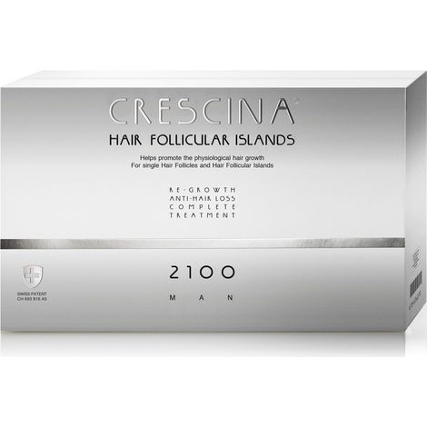 Labo, Crescina Follicular Islands 2100, For Growth Stimulation, Ampoules Treatment Serum, For Scalp, For Men, 20 pcs