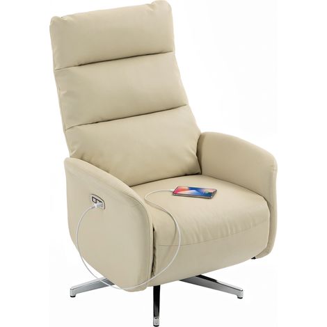Fauteuil relax électrique inclinable à 160° avec repose-pieds, beige (1/5)