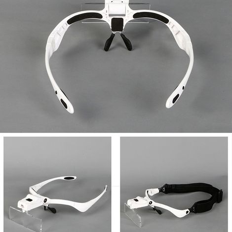Lunettes loupe frontales 3,5x portables, confortables et légères, à cinq niveaux de grossissement, monture et bandeau interchangeables, sangle de lecture, support pour 2 lampes LED (1/5)