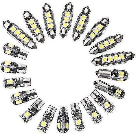 Kit de 20 ampoules LED pour voiture (éclairage intérieur : plafonnier, coffre, portières, plaque d'immatriculation), ultra-lumineuses, sans erreur Canbus + (trec) (1/5)