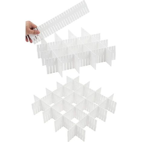 Séparateurs de Tiroir Réglables 16 Pcs, Organisateur pour Sous-Vêtements, Chaussettes, Maquillage, Fournitures de Bureau, Bla Label (1/4)