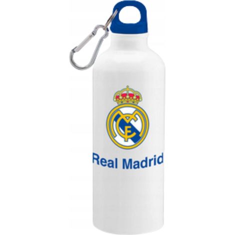 Bottiglia in alluminio Real Madrid da 500 ml con moschettone Club White