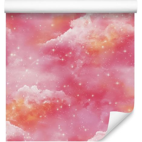 Papier peint aquarelle galaxie rose poudré pour salon et chambre 50x1000 cm (1/5)