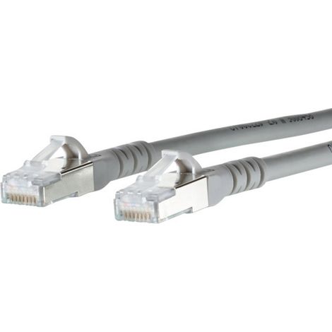 Metz Connect 1308450533-E RJ45 Câble réseau, câble patch CAT 6a S/FTP 0.50 m gris avec cliquet d'enc