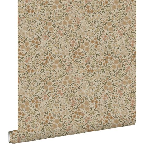 papier peint fleurs beige - ESTAhome