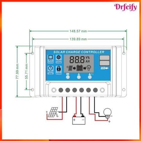 Akozon Contrôleur de solaire Contrôleur De Solaire 80A Regulateur Batterie De Panneau Solaire jeux gonflable Bleu Bleu 10A (1/5)