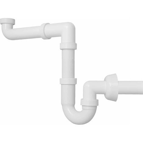 Schläfer 4395023 Sifone Universale 1"1/4 per lavelli - Uscita diam40mm, Set Sifone a S in Plastica, Scarico Lavandino Autopulente Salvaspazio 1 Vasca Lavello Collegamento Singolo (1/5)