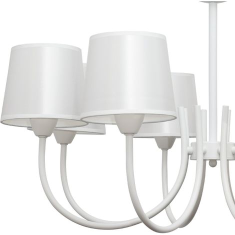 Lampara Guadalajara 8xe14 Blanca Pantalla Blanca de FABRILAMP. (1/2)