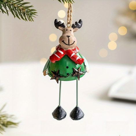 Pendentif mignon en résine représentant un Père Noël, un bonhomme de neige et un élan, décoration pour sapin de Noël, pieds suspendus en fer forgé, style hangi pour homme (1/5)
