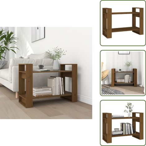 Estantería para libros - vidaXL Estantería/divisor espacios madera marrón miel 80x35x56,5 cm - Estantería para DVD