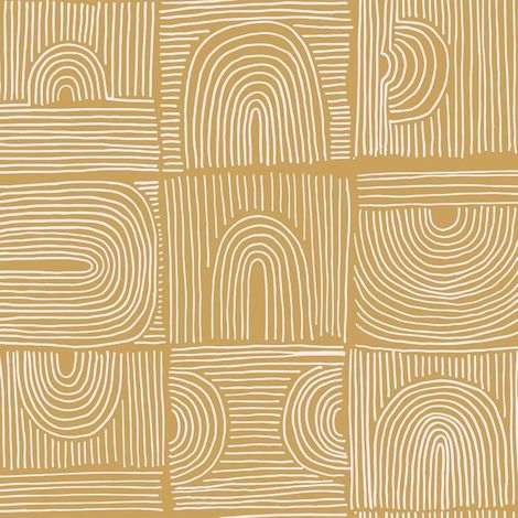 Papier Peint Géométrique Jaune Boho Abstrait Arcs Papier Peint Adhesif Mural Decoratif Chambre Salle De Bain 44,5Cm × 300Cm [BI146] (1/5)