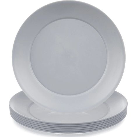 Gray Plastic Dinner Plates, 23.5 cm, Set of 6 (1/5)