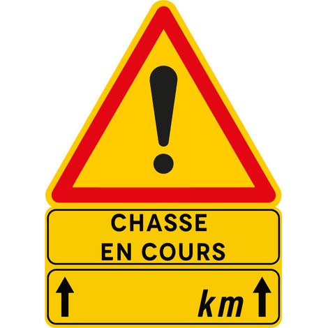 Signaletique.Biz France – Panneau de signalisation chasse en cours 70x80cm – Comacel 5mm résistant aux intempéries – Sécurise zones de battue – Fabrication française