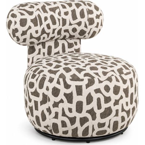 Fauteuil lounge à motif tissé brun - brun tissé et beige (1/5)