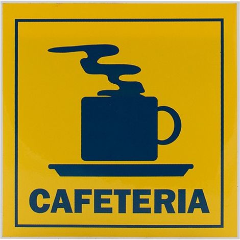 Señal Adhesiva Cafetería de Plástico, 10x14 cm, Interior/Exterior, Alta Visibilidad, GIBALTO