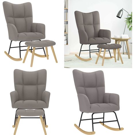vidaXL Schaukelstuhl mit Fußhocker Taupe Stoff (1/5)