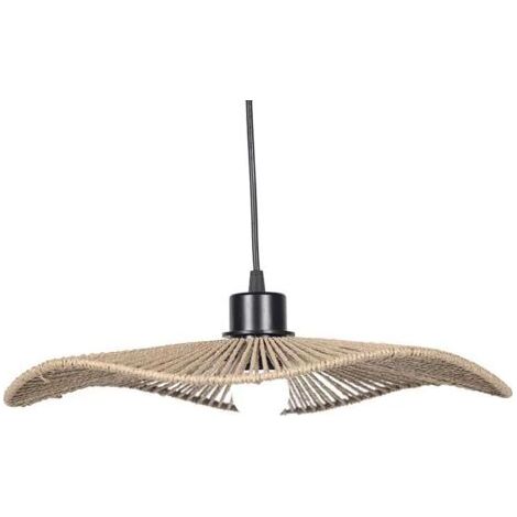 VURAHOME - Lustre en corde de chanvre avec abat-jour amovible 40x5cm – Lampe suspendue industrielle pour espaces intérieurs – Installation facile (1/4)