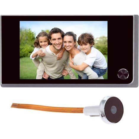 Sonnette numérique LCD 3,5 pouces avec judas électronique, caméra infrarouge couleur et champ de vision de 120 degrés, alimentée par 4 piles AAA (non incluses).-AquaForge