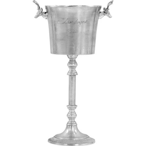 Tonneau à champagne en aluminium massif, dimensions : 39 x 29 x 71 cm, argent. (1/5)