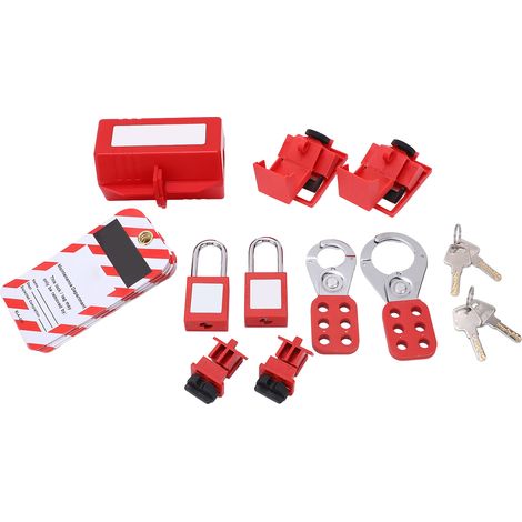 Kit de consignation électrique avec moraillons de verrouillage de disjoncteur, étiquettes Loto, cadenas de sécurité et clés pour produits chimiques industriels (1/5)