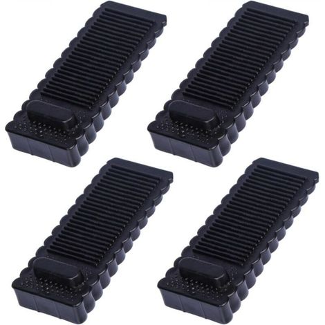 Lot de 4 butées de porte noires antidérapantes et durables (9,5 x 4 x 1,4 cm), empilables, adaptées à tous les types de sols