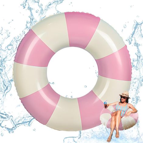 Pink Swimming Ring, Single Checked Swimming Ring for Adults, Diameter 75 cm, for Pool Party Decorations, Beach, Outdoor Party Accessories (1/5)