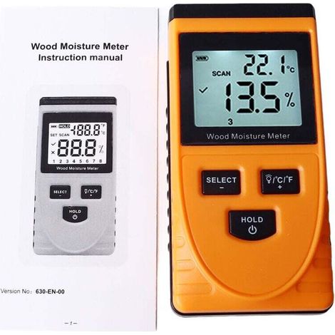 WT630 Holzfeuchtemessgerät, multifunktionales digitales Induktionsmessgerät ohne Stift, 8-stufige Einstellung, zerstörungsfrei