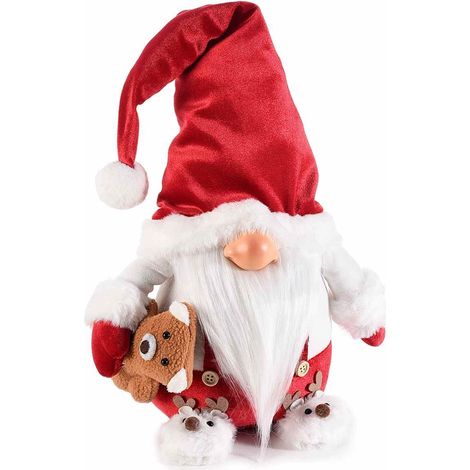 Babbo Natale da Vetrina con Abito e Pantofole in Peluche - Altezza 26 cm (1/2)