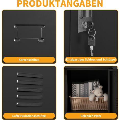 Armoire métallique 9 casiers avec serrure pour bureau, salle de sport, école et maison – rangement sécurisé, porte-cartes, noir, H 100 x L 90 x P 40 cm (1/5)