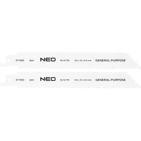 Lames de scie sauteuse neo 10 14 TPI 152x19 mm pack 2