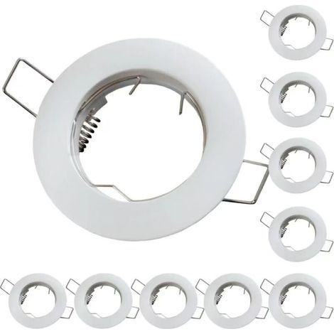 pair Garniture de plafonnier encastré à bride auto-bridée de 4 pouces avec anneau, pour PAR16, PAR20, BR20, lot de 10 (blanc) (1/4)