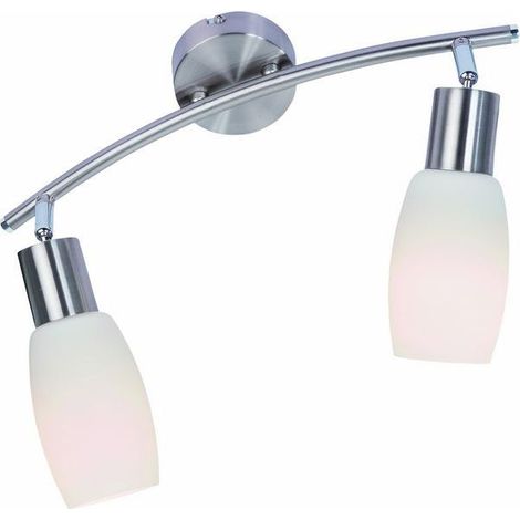 Plafonnier chromé 2 globes blancs E14 Reality Namp