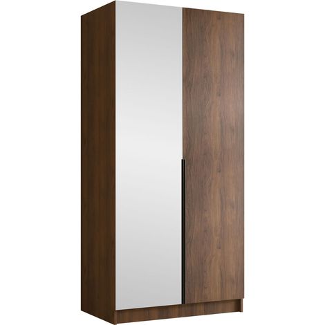 Armario Closico Staton II, Nogal + Negro, 215x100x58cm, Puertas de armario: Con bisagras, Número de estantes: 0