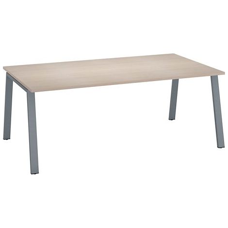 Bureau Manager chêne clair 200 x 100 cm, piétement métal aluminium - Arch - Maxiburo