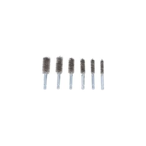 Lot de 6 brosses de nettoyage pour perceuse électrique et visseuse à percussion, fil torsadé antirouille de 10 cm (4 po), tige hexagonale de 6,35 mm (1/4 po), acier inoxydable argenté. (1/5)