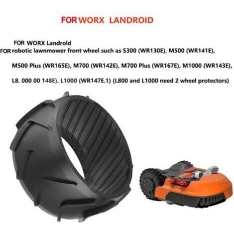Adatto per la ruota anteriore del robot tagliaerba Worx, copriruota in gomma nera, modelli M500, M700, S300, M1000, M700 Plus. (1/5)