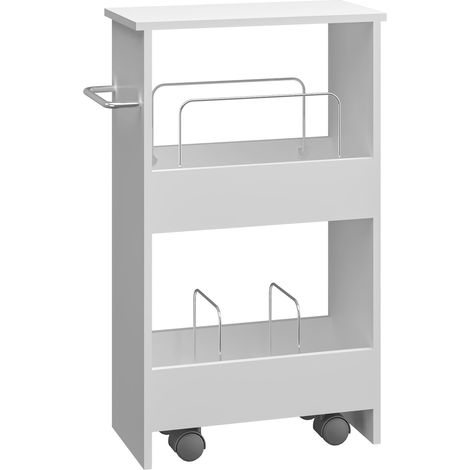Chariot de rangement pratique à roulettes 67 x 40 x 20 cm MDF blanc (1/5)