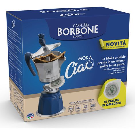 Caffe-borbone MokaCiao cafetera azul 3 tazas diseño elegante (1/2)