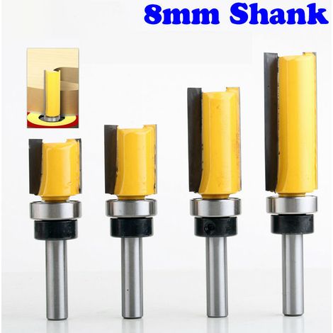 Lot de 4 Fraises pour Défonceuses 8mm, Fraise Metal Defonceuse a Bois, pour le Bois Massif, Outil de Coupe Professionnel le Panneau de Particules, le MDF, etc. (1/5)