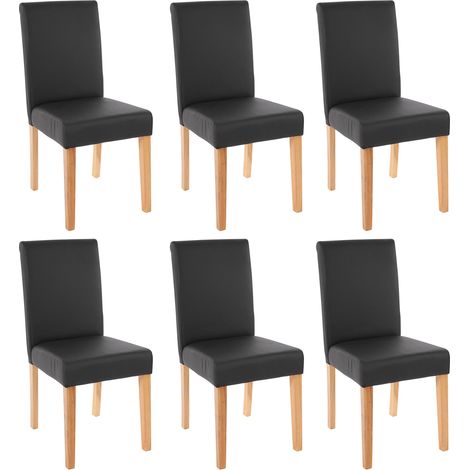 [NON UTILIZZATO] Set 6x sedie Littau ecopelle opaca soggiorno cucina sala da pranzo 56x43x90cm nero piedi chiari (1/5)