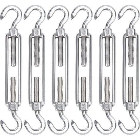 Tendeur à câbles en acier inoxydable 304 – Lot de 6 crochets réglables Heavy Duty – Pour câbles métalliques et installations d'ombrage (1/5)