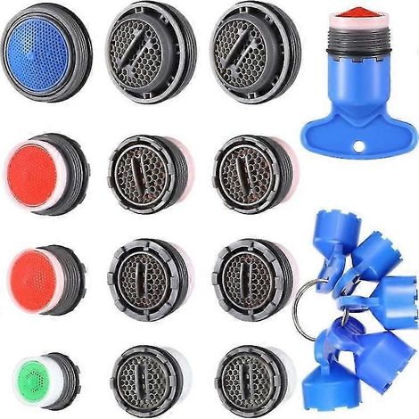 Pièces de rechange pour aérateurs de robinet et ensemble de 5 clés de démontage pour aérateurs de robinet (12 pièces). (1/5)