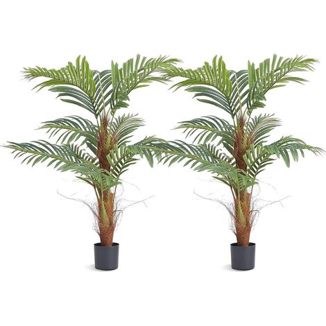 Arbre Artificiel 1219 mm Plante Artificielle PE Palmier à Noix de Bétel 2 Faux Arbres Vert avec Pot 127x113 mm Fausse Plante Décoration pour Maison Bureau Centres Commerciaux Intérieur Extérieur (1/5)