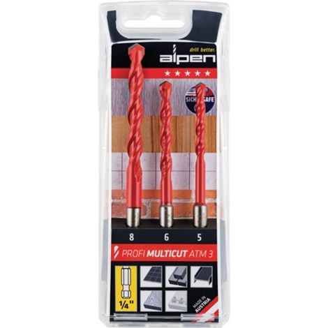 Alpen MultiCut 100803100 Acciaio Kit punte multiuso 3 parti 5 mm, 6 mm, 8 mm 1/4 (6.3 mm) 1 KIT
