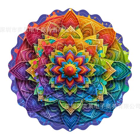 3D-Mandala-Windspiel – Klassischer runder kinetischer Windfänger aus Metall zum Aufhängen, märchenhafte Gartenskulptur für drinnen und draußen, ideal für Thanksgiving, Weihnachten, Halloween, Mutterta